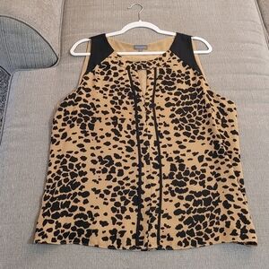 Vince Camuto Animal Print Abstract Work Office Top Blouse Size Large
